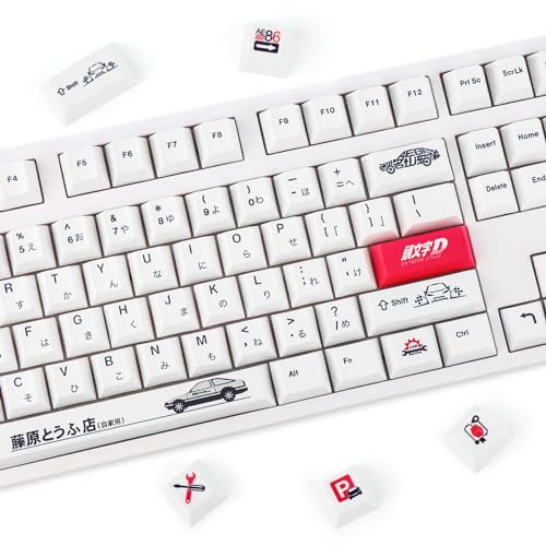 RUNJRX Japanische Tastenkappen mit 108 Tasten, Initiale D PBT Sublimations-Tastenkappe, Kirschprofil für mechanische Tastatur von RUNJRX KEYBOARD