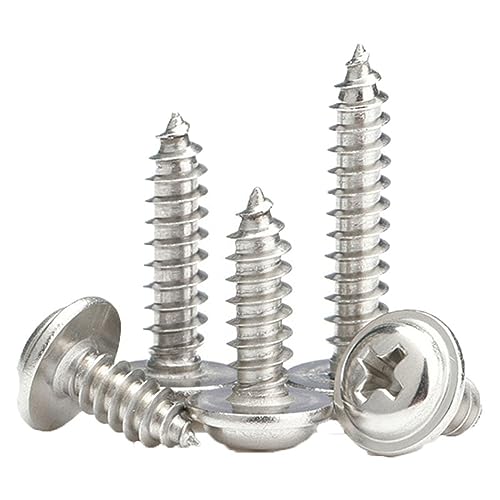 Kreuzschlitzschraube aus Edelstahl, Linsenkopf-Blechschraube, Senkkopfschraube, Silber, M3,5 x 10 mm, 50 Stück von RUNMIND