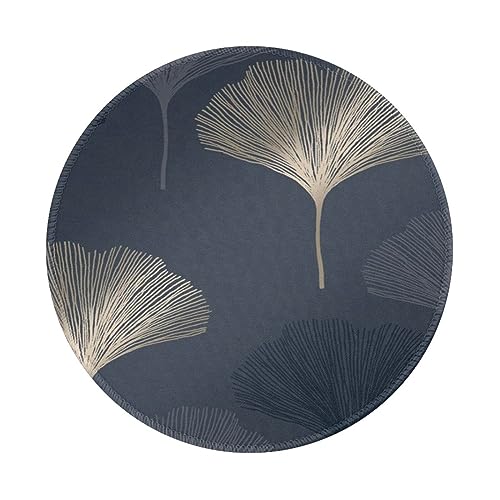 RUNMIND Rundes Mauspad, Gingko Leaf Navy Gold, rutschfeste Gummiunterseite, kleines Mauspad, wasserdichtes Mauspad 8 Zoll RUNMIND Rundes Mauspad, Gingko Leaf Navy Gold, rutschfeste Gummiunterseite, kleines Mauspad, wasserdichtes Mauspad 8 Zoll von RUNMIND