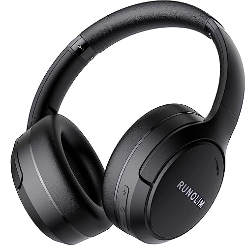 RUNOLIM Bluetooth Kopfhörer Over-Ear, Active Noise Cancelling, Kabellos, 65h Spielzeit im ANC-Modus, Hi-Res Audio, Tiefer Bass, Transparenz-Modus von RUNOLIM