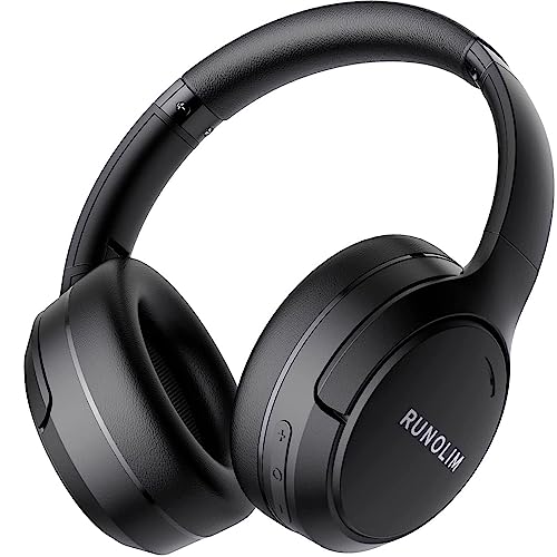 RUNOLIM Bluetooth Kopfhörer Over-Ear, Active Noise Cancelling Kopfhörer, Kopfhörer Kabellos Bluetooth, 70h Spielzeit, mit ANC Modus, Hi-Res Audio, Tiefer Bass, Ausgestattet mit Einem 3,5mm Audiokabel von RUNOLIM