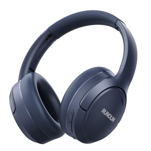 RUNOLIM Bluetooth Kopfhörer Over-Ear, Active Noise Cancelling Kopfhoerer, Kopfhörer Kabellos Bluetooth Over Ear, 65h Spielzeit im ANC-Modus, Hi-Res Audio, Tiefer Bass, Transparenz-Modus von RUNOLIM