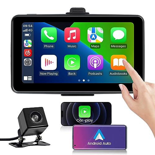 Wireless Carplay Android Auto Display：7 Zoll IPS Touchscreen Autoradio Kabelloses Carplay Adapter mit Rückfahrkamera,Blue-Tooth 5.0/Siri/FM Transmitter/GPS Navi/Screen Mirror/AUX von RUNSEN