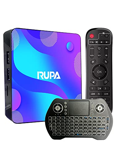 RUPA Android TV Box 11.0, 2023 4K TV Box 2GB RAM 16GB ROM RK3318 Quad-Core Cortex-A53 CPU Support Cast Screen 2.4G/5G WiFi BT 4.0 USB 3.0 LAN 3D 4K HD Smart TV Box von RUPA