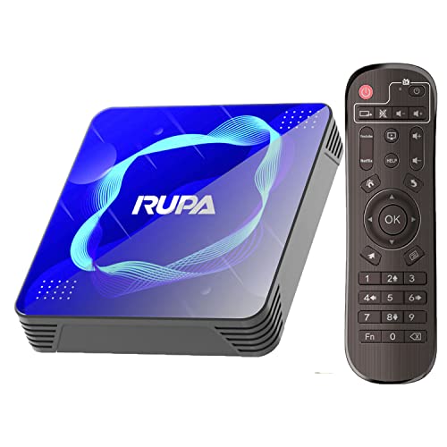 RUPA Android TV Box 11.0, Smart TV Box 2GB RAM 16GB ROM Amlogic S905W2 Media Box Unterstützung 2.4G/5.8G WiFi BT5.0 HDMI 3.0 100M 3D 4K HD TV Box mit Fernbedienung von RUPA
