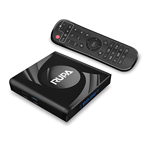 RUPA Android TV Box 13.0, 2023 Android Box mit RAM 2G ROM 16G WiFi6 Enternet 10/100M Bluetooth 5.0 USB3.0 Unterstützt 3D HD 8K Cast Screen TV Box von RUPA