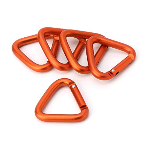 Kettengliedschäkel, Edelstahl-Verriegelungskarabiner, 5 Stück for Dreieckkarabiner, Outdoor, Camping, Wandern, Schlüsselanhänger, Haken, Kesselschnalle, Zubehör, Dreieck(Orange) von RURUR