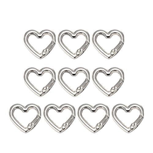 Kettengliedschäkel, Karabiner mit Edelstahlverschluss, 10 Stück Zinklegierungen, herzförmige Federverschlüsse, Karabinerhakenclip, zu öffnende Karabiner-Schlüsselanhänger Kettengliedschäkel, Karabiner mit Edelstahlverschluss, 10 Stück Zinklegierungen, herzförmige Federverschlüsse, Karabinerhakenclip, zu öffnende Karabiner-Schlüsselanhänger von RURUR