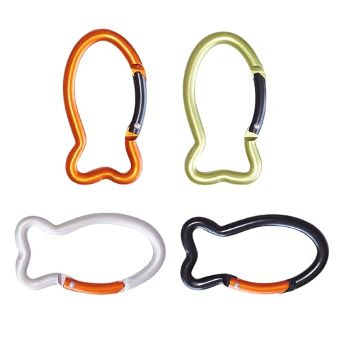 Kettengliedschäkel, Karabiner mit Verschluss aus Edelstahl, 4-teilig, Fischform, Federclip, Aluminium-Behang for den Außenbereich, Karabiner, Schlüsselanhänger, Taschenclip, Hakenverbinder Kettengliedschäkel, Karabiner mit Verschluss aus Edelstahl, 4-teilig, Fischform, Federclip, Aluminium-Behang for den Außenbereich, Karabiner, Schlüsselanhänger, Taschenclip, Hakenverbinder von RURUR