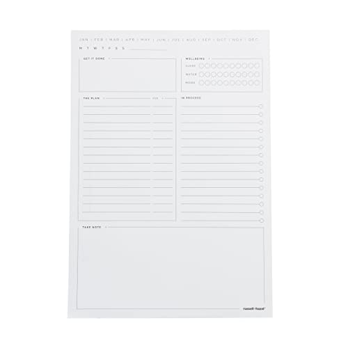 russell+hazel Schreibtisch-Tagesblock, Bürobedarf, undatierter Tagesplaner, 17,8 x 25,4 cm, 80 Blatt, weiß (62863) von RUSSELL+HAZEL