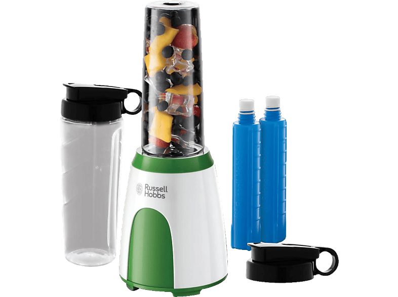 RUSSELL HOBBS 25160-56 RH Explore Mix & Go cool Smoothie Maker Weiß/Grün (300 Watt, 2x 0.6 l) von RUSSELL HOBBS