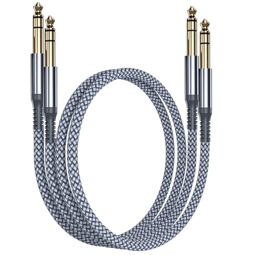 RUXELY 6,35mm TRS Gitarrenkabel 1M 2Stück,1/4" Stecker Stereo Instrumentenkabel,6.3 Klinke Guitar Cable,Symmetrische Audio kabel für E-Gitarre,Bässe,Tastaturen,Verstärker,Amp,Lautsprecher von RUXELY