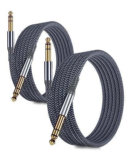 RUXELY 6,35mm TRS Gitarrenkabel 3M 2Stück,1/4" Stecker Stereo Instrumentenkabel,6.3 Klinke Guitar Cable,Symmetrische Audio kabel für E-Gitarre,Bässe,Tastaturen,Verstärker,Amp,Lautsprecher von RUXELY