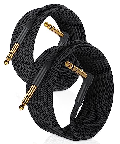 RUXELY 6.35mm TRS Gitarrenkabel 9M 2Stück,90 Grad 1/4" Stecker Stereo Instrumentaenkabel,6.3 Klinke Guitar Cable,Symmetrische Audiokabel für E-Gitarre,Bässe,Tastaturen,Verstärker,Amp,Lautsprecher von RUXELY