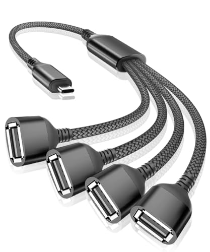 RUXELY USB C Stecker auf Vier USB Buchse Kabel Adapter 0.3M,Thunderbolt 3 to 4 Typ A 2.0 OTG Lade Splitter,Multi Port Extender Hub Power Verteiler Für MacBook Pro,iPad 10 Air 4,Samsung Galaxy S23,S22 RUXELY USB C Stecker auf Vier USB Buchse Kabel Adapter 0.3M,Thunderbolt 3 to 4 Typ A 2.0 OTG Lade Splitter,Multi Port Extender Hub Power Verteiler Für MacBook Pro,iPad 10 Air 4,Samsung Galaxy S23,S22 von RUXELY