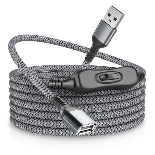 USB Verlängerung Kabel mit Schalter 0.3M,Typ A Stecker auf Buchse Verlängerungskabel mit Ein/Aus Schalter Support (Daten und Energie),USB ON/OFF Extension Cable mit Switch für USB LED Lampe,Tastatur von RUXELY