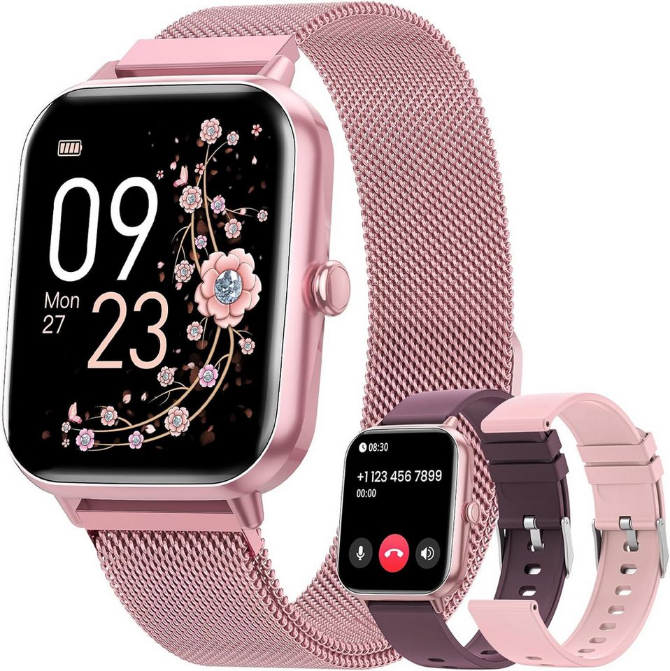 RUXINGX Damen's Telefonfunktion IP68 wasserdicht Fitness Tracker Smartwatch (1,83 Zoll, Android/iOS), mit Menstruationszyklus Herzfrequenz Schlafmonitor SpO2 Schrittzähler von RUXINGX