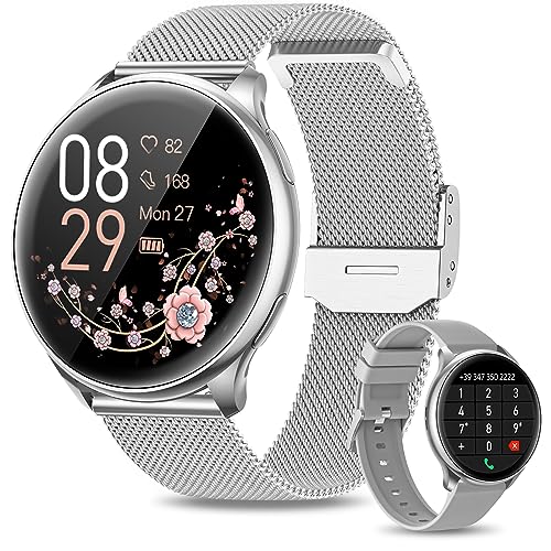 RUXINGX Smartwatch Damen Herren mit Telefonfunktion, 1.32 Zoll HD Voll Touchscreen, Armbanduhr mit SpO2 Pulsuhr Menstruationszyklus Schlafmonitor Schrittzähler Kalorien IP67 für iOS Android Silber RUXINGX Smartwatch Damen Herren mit Telefonfunktion, 1.32 Zoll HD Voll Touchscreen, Armbanduhr mit SpO2 Pulsuhr Menstruationszyklus Schlafmonitor Schrittzähler Kalorien IP67 für iOS Android Silber von RUXINGX