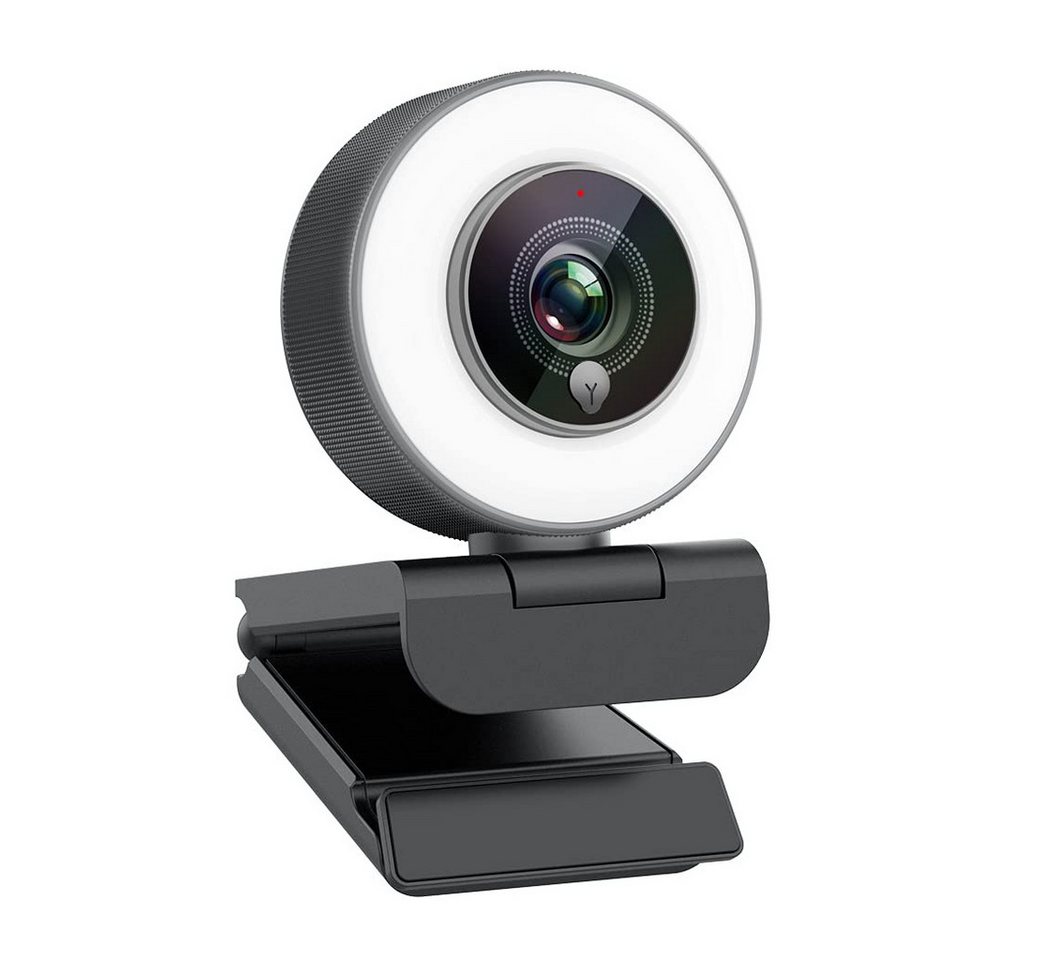 RWEUOQ 1080P HD-Webcam, USB-Webcam, 60fps HD-PC-Webcam Webcam (HD, Ringaufhellungslicht und Mikrofon mit Rauschunterdrückung, Autofokus-Webcam, 110° Weitwinkel) von RWEUOQ