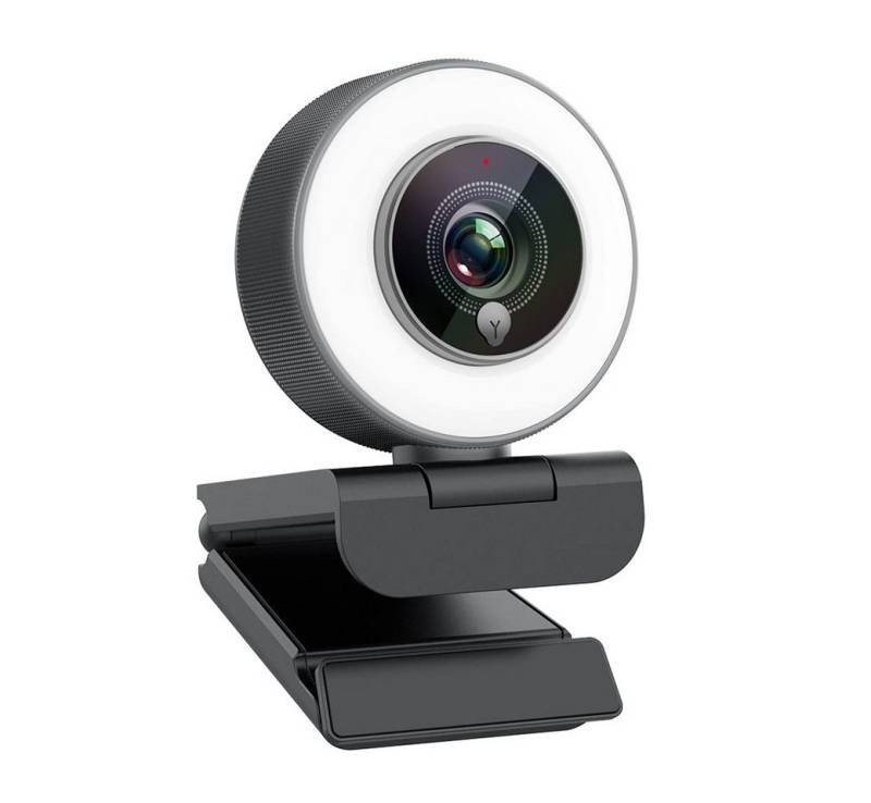 RWEUOQ 1080P HD-Webcam, USB-Webcam, 60fps HD-PC-Webcam Webcam (HD, Ringaufhellungslicht und Mikrofon mit Rauschunterdrückung, Autofokus-Webcam, 110° Weitwinkel) von RWEUOQ