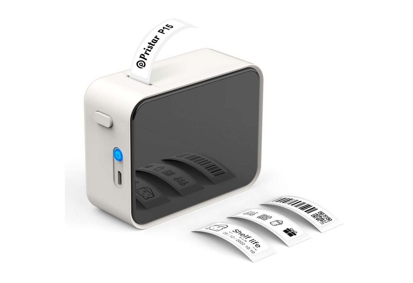 RWEUOQ Beschriftungsgerät Etikettiergerät, Selbstklebend USB Wiederaufladbar Etikettendrucker, Tragbarer Bluetooth-Mini-Thermodrucker mit Etikettenpapierrolle RWEUOQ Beschriftungsgerät Etikettiergerät, Selbstklebend USB Wiederaufladbar Etikettendrucker, Tragbarer Bluetooth-Mini-Thermodrucker mit Etikettenpapierrolle von RWEUOQ