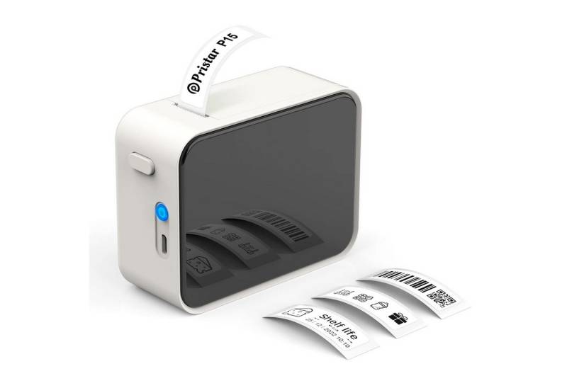 RWEUOQ Beschriftungsgerät Etikettiergerät, Selbstklebend USB Wiederaufladbar Etikettendrucker, Tragbarer Bluetooth-Mini-Thermodrucker mit Etikettenpapierrolle von RWEUOQ