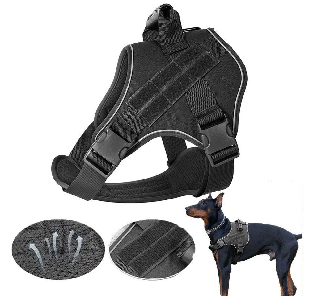RWEUOQ Brustgurt Hundegeschirr Reflektierendes Verstellbares Haustiergeschirr mit Griff (Hundegeschirr-Set für Training und Spaziergänge, Robustes Hundegeschirr mit Haltegriff und Klettverschluss), Haustiergeschirr für Hundeweste Outdoor-Walking-Hundehalsbandriemen von RWEUOQ