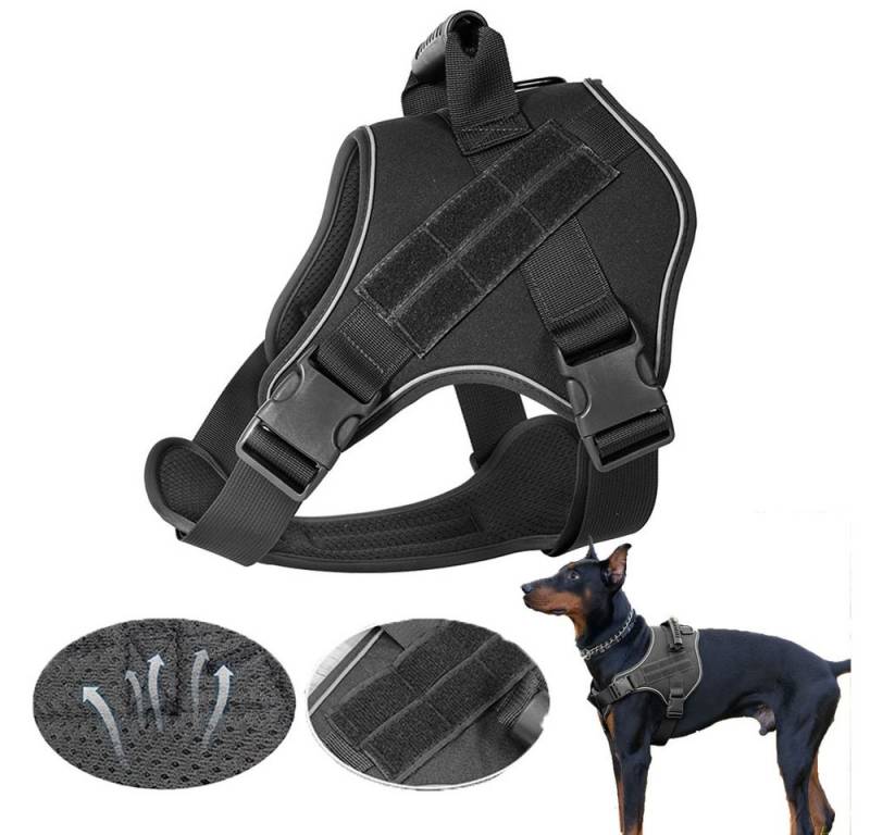 RWEUOQ Brustgurt Hundegeschirr Reflektierendes Verstellbares Haustiergeschirr mit Griff (Hundegeschirr-Set für Training und Spaziergänge, Robustes Hundegeschirr mit Haltegriff und Klettverschluss), Haustiergeschirr für Hundeweste Outdoor-Walking-Hundehalsbandriemen von RWEUOQ