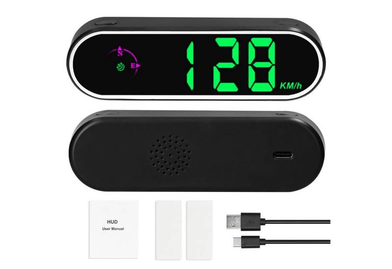 RWEUOQ Drehzahlanzeige Drehzahlanzeige Head up Display, Auto HUD mit bunter LED Anzeige, mit GPS, Uhr und Kompassfunktion, Übergeschwindigkeitsalarm, Digitaler Tachometer für Auto LKW SUV von RWEUOQ