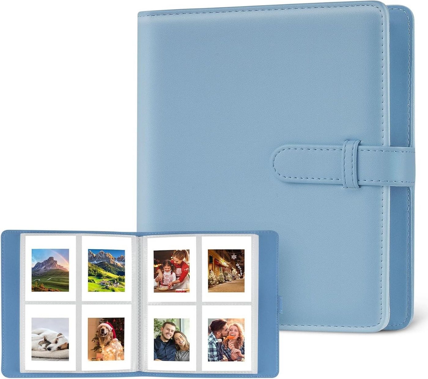 RWEUOQ Fotoalbum mit 256 Taschen, 3 Zoll Film Kleine Fotoalbum Kompatibel(blau) (mit Fujifilm Instax Mini/Kodak Zink Fotopapier/Polaroid Zink Fotopapier, Mini 3-Zoll-Film Fotobuch aus PU-Leder) von RWEUOQ