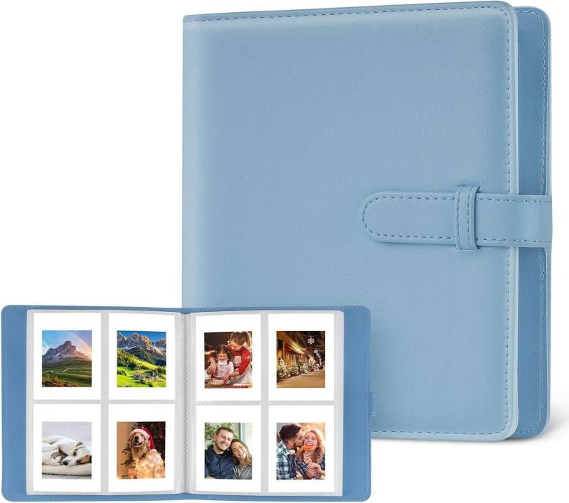 RWEUOQ Fotoalbum mit 256 Taschen, 3 Zoll Film Kleine Fotoalbum Kompatibel(blau) (mit Fujifilm Instax Mini/Kodak Zink Fotopapier/Polaroid Zink Fotopapier, Mini 3-Zoll-Film Fotobuch aus PU-Leder) von RWEUOQ