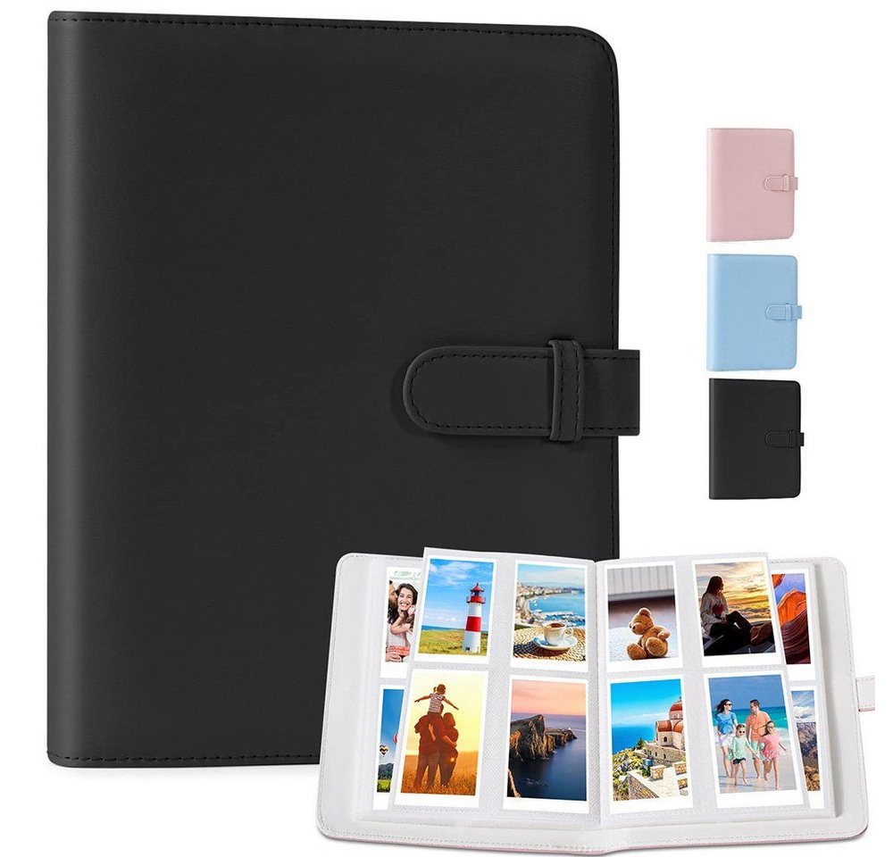 RWEUOQ Fotoalbum mit 256 Taschen, 3 Zoll Film Kleine Fotoalbum Kompatibel(schwarz) (mit Fujifilm Instax Mini/Kodak Zink Fotopapier/Polaroid Zink Fotopapier, Mini 3-Zoll-Film Fotobuch aus PU-Leder) von RWEUOQ