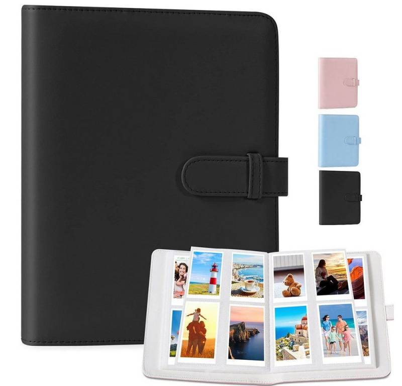 RWEUOQ Fotoalbum mit 256 Taschen, 3 Zoll Film Kleine Fotoalbum Kompatibel(schwarz) (mit Fujifilm Instax Mini/Kodak Zink Fotopapier/Polaroid Zink Fotopapier, Mini 3-Zoll-Film Fotobuch aus PU-Leder) von RWEUOQ