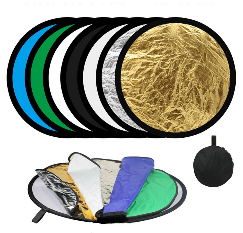 RWEUOQ Fotohintergrund 7 in1 Reflector, Scheibenreflektor, Fotografie Licht Reflektor, Diffusor Fotografie, Faltbarer Faltreflektor (60CM) von RWEUOQ