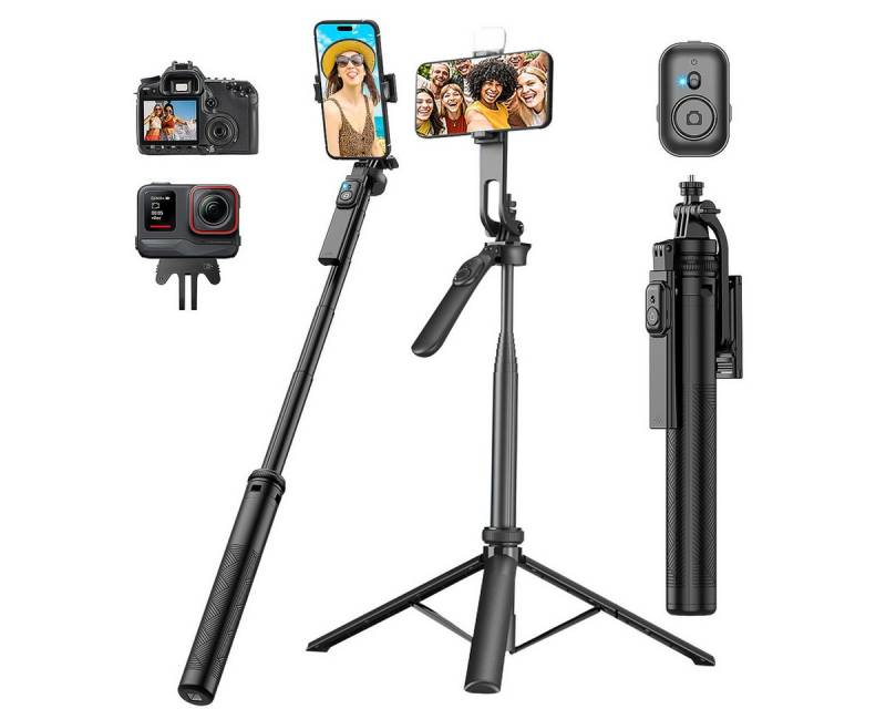 RWEUOQ Handy-Stativ Selfiestick mit Fernbedienung 3 in 1 Selfie Stick Stativ Gimbal (tragbares Selfie-Stick Gimbal, Maximale Länge 1,8 Meter, 360° Drehbar) von RWEUOQ