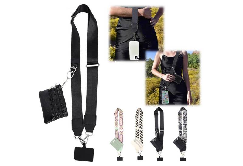 RWEUOQ Handykette Handygurt mit Reißverschlusstasche, Verstellbarer Schultergurt für verschiedene Telefonmodelle, Handy-Schultergurt, Clip und Go-Riemen für Handy mit Geldbörse von RWEUOQ