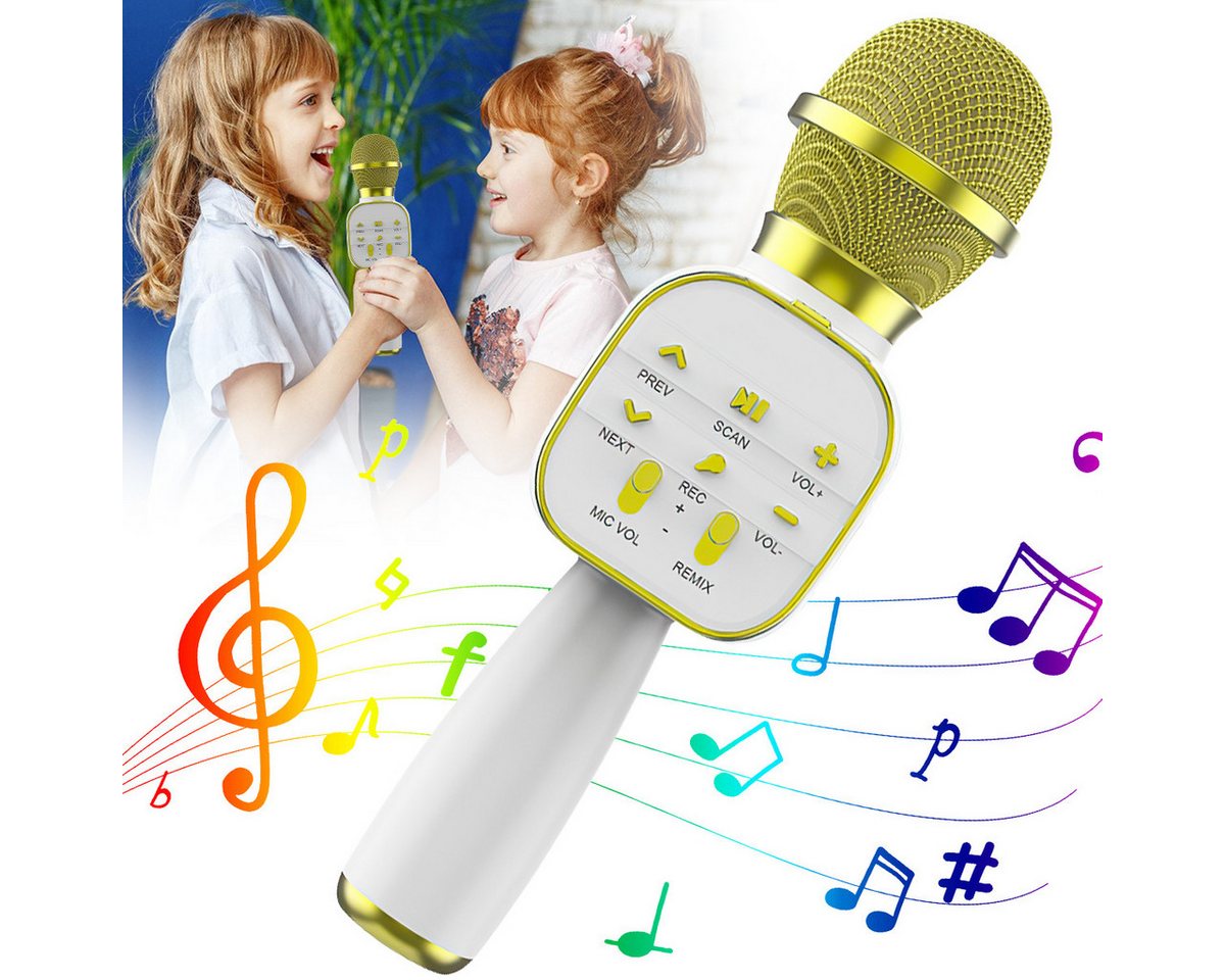RWEUOQ Kabellose Bluetooth-Karaoke-Handmikrofon Bluetooth-Lautsprecher (Geschenke für Männer, Frauen, Jung und Alt gleichermaßen) von RWEUOQ