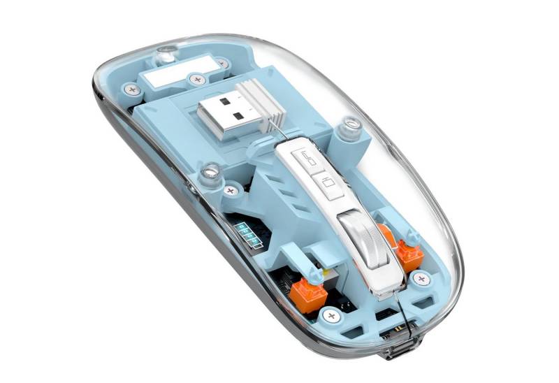 RWEUOQ Kabellose Maus Bluetooth, Wiederaufladbare Leise Maus (2,4GHz+Bluetooth 5.3 Funkmaus, Maus Transparente, Akkuladestand Sichtbar, für Laptop/PC/Mac/Tablet) von RWEUOQ