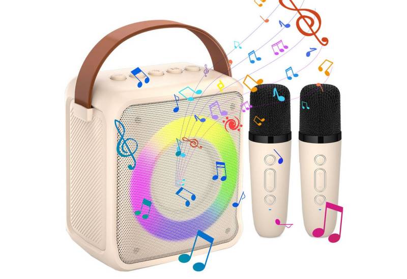 RWEUOQ Karaoke-Spielzeug für Kinder & Erwachsene mit 2 Mikrofonen Bluetooth-Lautsprecher (Karaoke-Maschine mit LED-Licht und Sprachveränderungseffekten) von RWEUOQ