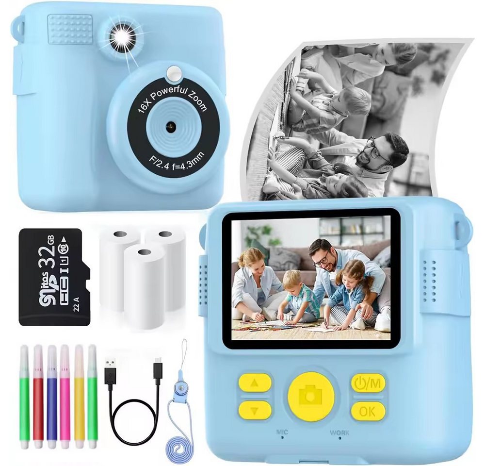 RWEUOQ KinderKamera DigitalKamera Print Sofortbildkamera 1080P Videokamera Sofortbildkamera (inkl. mit 3 Rollen Fotopapier, 32GB Karte, 6 Farbstifte 16x Digitalzoom, 2.4 Zoll Digitalkamera für Kinder 3-12 Jahre) RWEUOQ KinderKamera DigitalKamera Print Sofortbildkamera 1080P Videokamera Sofortbildkamera (inkl. mit 3 Rollen Fotopapier, 32GB Karte, 6 Farbstifte 16x Digitalzoom, 2.4 Zoll Digitalkamera für Kinder 3-12 Jahre) von RWEUOQ