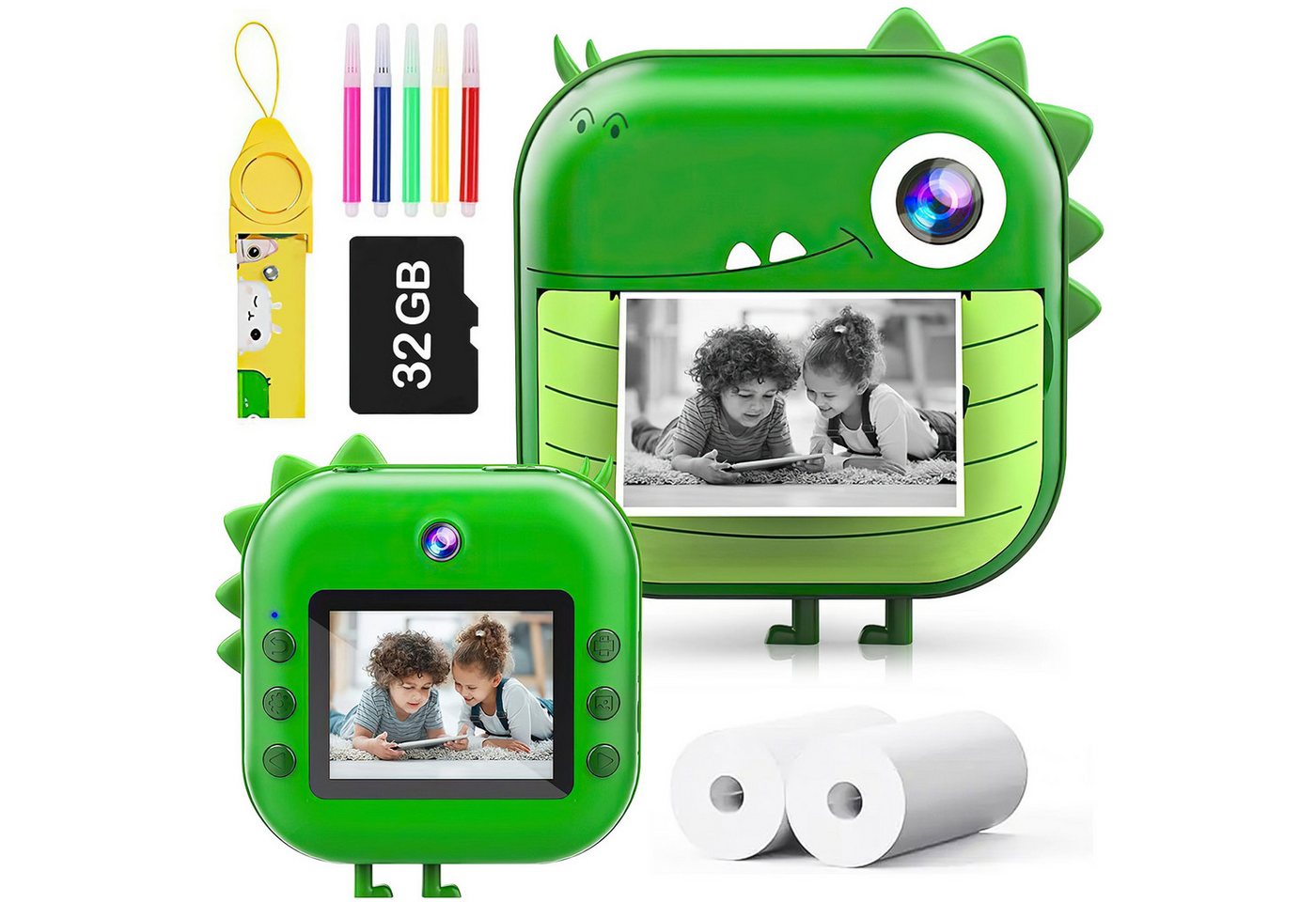 RWEUOQ Kinderkamera Digitalkamera für Kinder mit Druckpapier & 32G TF Karte Kinderkamera (inkl. 40MP 1080P HD Video Auflösung, Dual-Objektiv Kinder Kamera als Geschenke für Kinder von 3 bis 14) von RWEUOQ