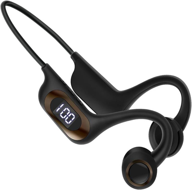 RWEUOQ Knochenleitungs-Kopfhörer, Bluetooth 5.3 Wireless Open Ear On-Ear-Kopfhörer (Bone Conduction Bluetooth Kopfhörer(Schwarz), Sport-Headset mit Leistungsanzeige und TF-Kartensteckplatz) von RWEUOQ