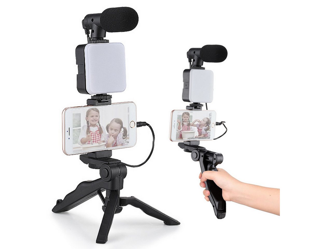 RWEUOQ LEDs Mikrofon Handy Halterung Mini-Stativ Smartphone-Halterung Smartphone-Halterung, (Smartphone Vlog Kit Mini LED Videoleuchte, LED-Videolicht mit 3 Beleuchtungsmodi, für TikTok, Youtube, Live-Streaming und Meetings) RWEUOQ LEDs Mikrofon Handy Halterung Mini-Stativ Smartphone-Halterung Smartphone-Halterung, (Smartphone Vlog Kit Mini LED Videoleuchte, LED-Videolicht mit 3 Beleuchtungsmodi, für TikTok, Youtube, Live-Streaming und Meetings) von RWEUOQ