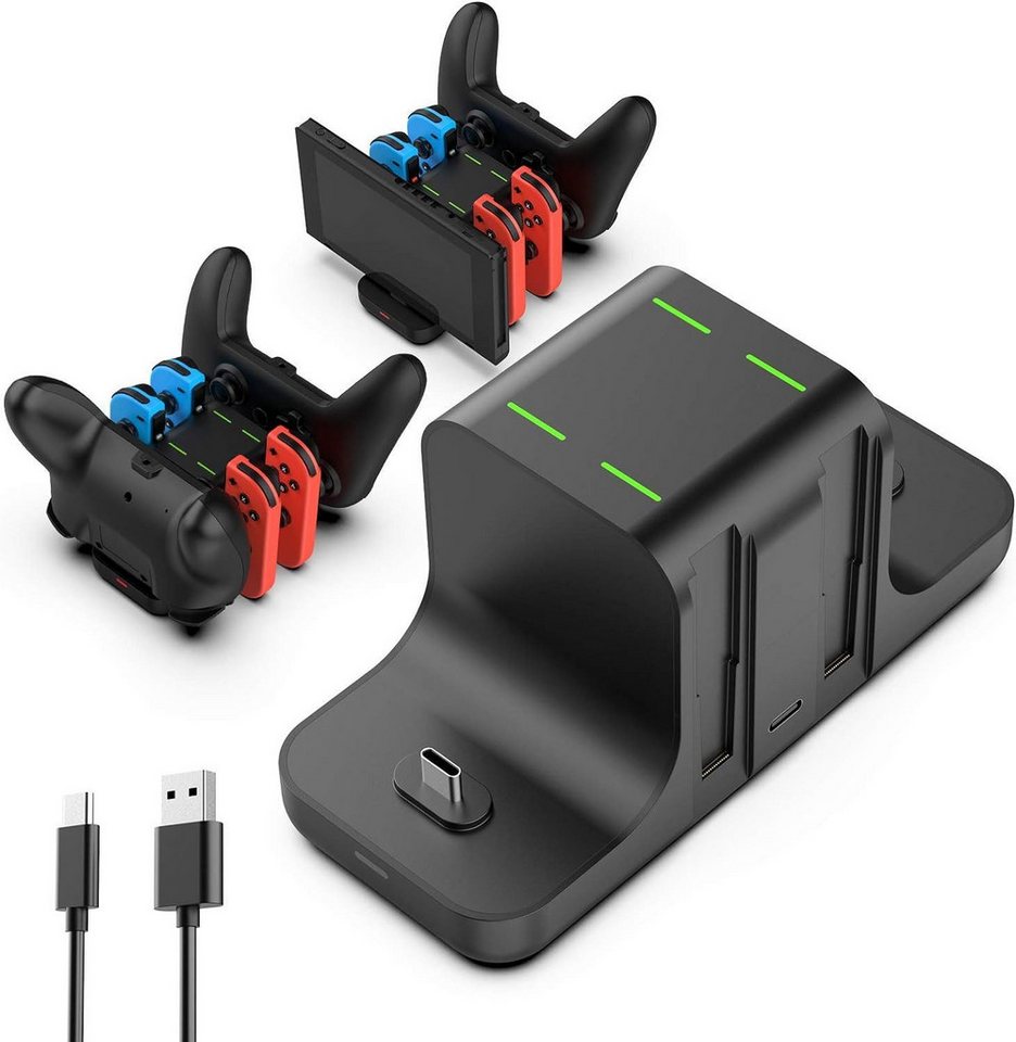 RWEUOQ Ladestation für Nintendo Switch 6 in 1 Joy-Con Controller Ladegerät Ladestation (Controller-Ladestation für Switch, Schnell Ladegerät mit USB Ladekabel & LED Anzeige, Lädt vier Joy-Con-Controller und zwei USB-C-Geräte gleichzeitig) RWEUOQ Ladestation für Nintendo Switch 6 in 1 Joy-Con Controller Ladegerät Ladestation (Controller-Ladestation für Switch, Schnell Ladegerät mit USB Ladekabel & LED Anzeige, Lädt vier Joy-Con-Controller und zwei USB-C-Geräte gleichzeitig) von RWEUOQ