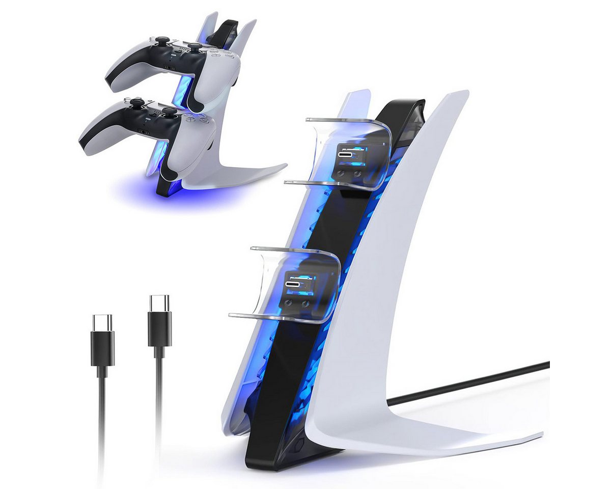 RWEUOQ Ladestation für PS5 Controller PS5 Dual-Sense-Ladestation mit LED Ladestation (zum gleichzeitigen Aufladen von 2 PS5-Controller, mit rutschfeste Gummipads und Typ C Kabel, Großer dreieckiger Ständer für Stabilität) RWEUOQ Ladestation für PS5 Controller PS5 Dual-Sense-Ladestation mit LED Ladestation (zum gleichzeitigen Aufladen von 2 PS5-Controller, mit rutschfeste Gummipads und Typ C Kabel, Großer dreieckiger Ständer für Stabilität) von RWEUOQ
