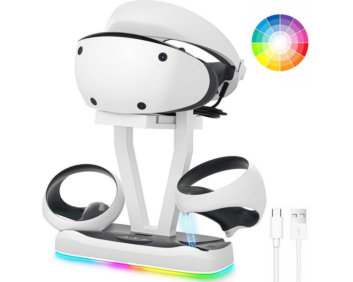 ZEUOPQ Ladestation für PS5 VR2 Controller PS5 VR2 Dual-Sense-Ladestation RGB Ladestation (zum gleichzeitigen Aufladen von 2 VR2-Griffstücken, mit Headset Ständer,Typ C Kabel, infache Installation, kein Werkzeug erforderlich) ZEUOPQ Ladestation für PS5 VR2 Controller PS5 VR2 Dual-Sense-Ladestation RGB Ladestation (zum gleichzeitigen Aufladen von 2 VR2-Griffstücken, mit Headset Ständer,Typ C Kabel, infache Installation, kein Werkzeug erforderlich) von ZEUOPQ