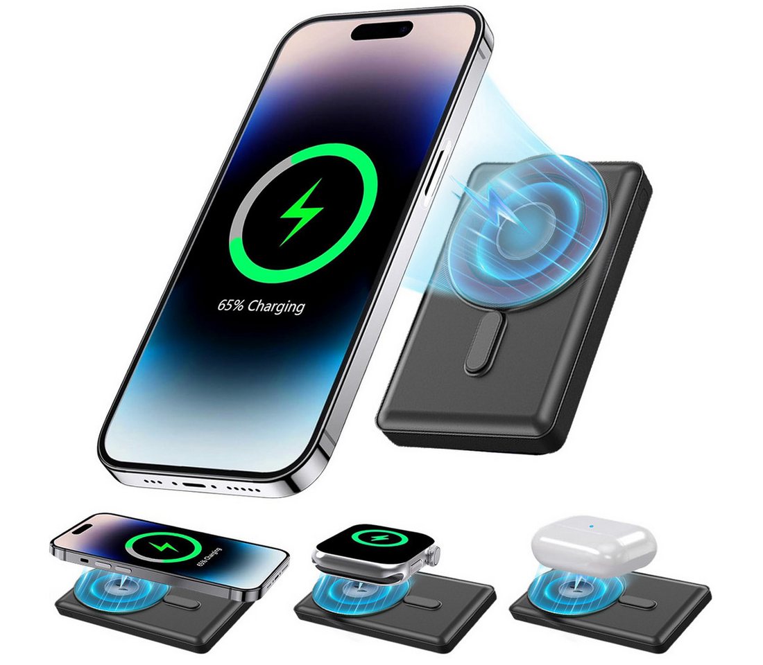 RWEUOQ Magnetische kabellose Powerbank 10000 mAh PD 20 W tragbare Powerbank Powerbank, Längere Akkulaufzeit Funktioniert mit iPhone, Apple Watch und Airpods RWEUOQ Magnetische kabellose Powerbank 10000 mAh PD 20 W tragbare Powerbank Powerbank, Längere Akkulaufzeit Funktioniert mit iPhone, Apple Watch und Airpods von RWEUOQ