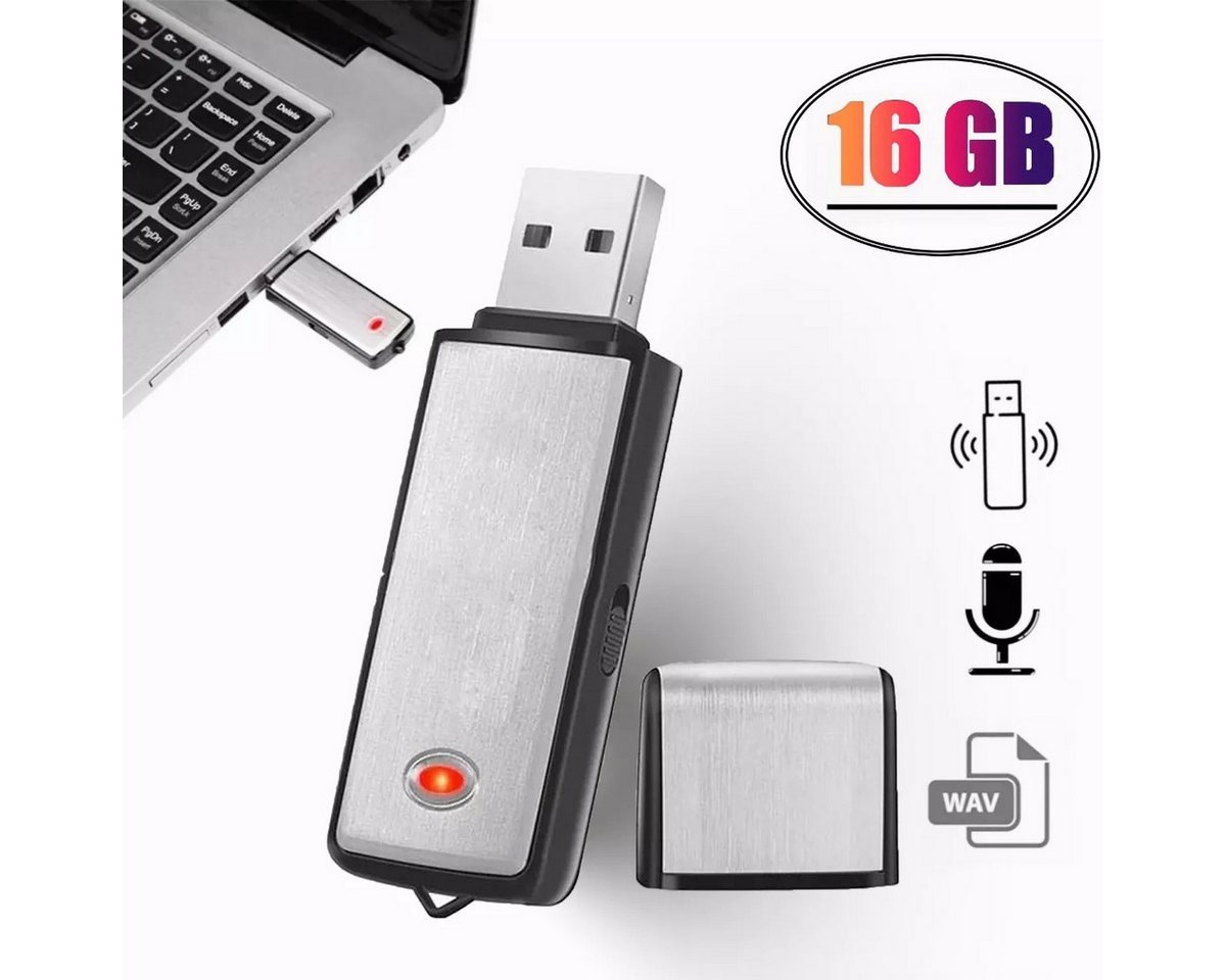 RWEUOQ Mini-Digitales Diktiergerät Sprachrekorder mit USB 16GB – Praktisch USB-Recorder (kompakt und einfach zu bedienen, für hochwertige Aufnahmen) von RWEUOQ
