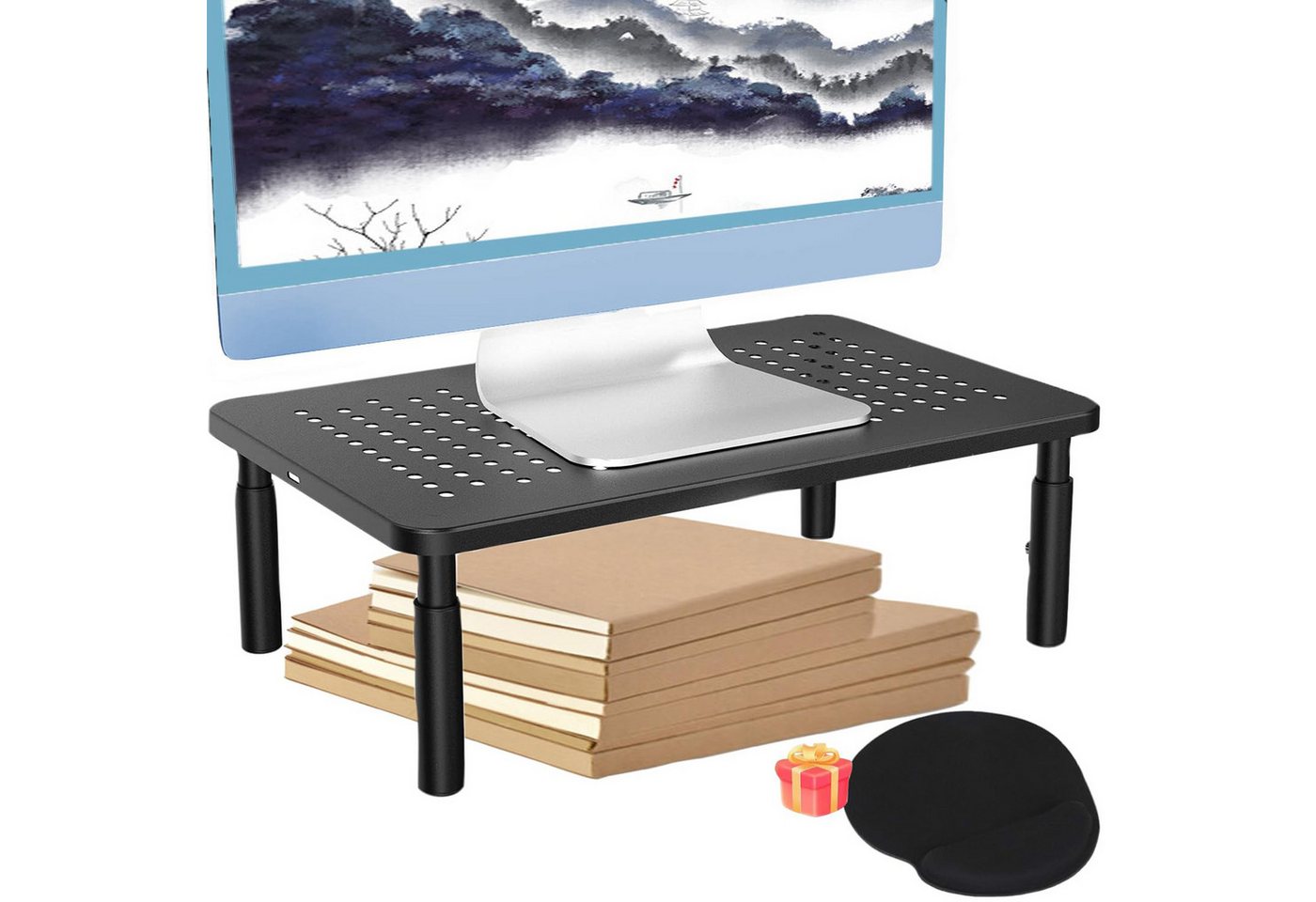RWEUOQ Monitorständer einstellbare Monitor Booster Stand mit Mauspad schwarz Monitorständer, (370*235*100-140MM,3 Stufen höhenverstellbar, mit abgerundeten Ecken,um Verletzungen zu vermeiden, für Tastatur, Laptop und so weiter) RWEUOQ Monitorständer einstellbare Monitor Booster Stand mit Mauspad schwarz Monitorständer, (370*235*100-140MM,3 Stufen höhenverstellbar, mit abgerundeten Ecken,um Verletzungen zu vermeiden, für Tastatur, Laptop und so weiter) von RWEUOQ