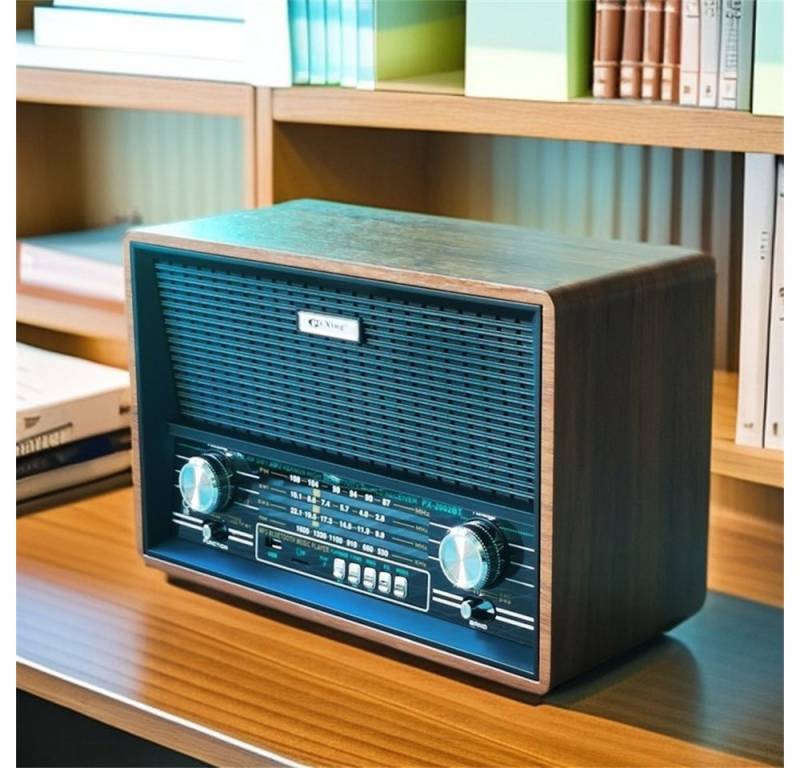 RWEUOQ Retro-Radio nostalgisch mit Bluetooth wiederaufladbar, Akku, U-Disk/TF Radio (Altmodisches Zweikanal-Stereo-UKW-Radio, für Büros und Privathaushalte) von RWEUOQ